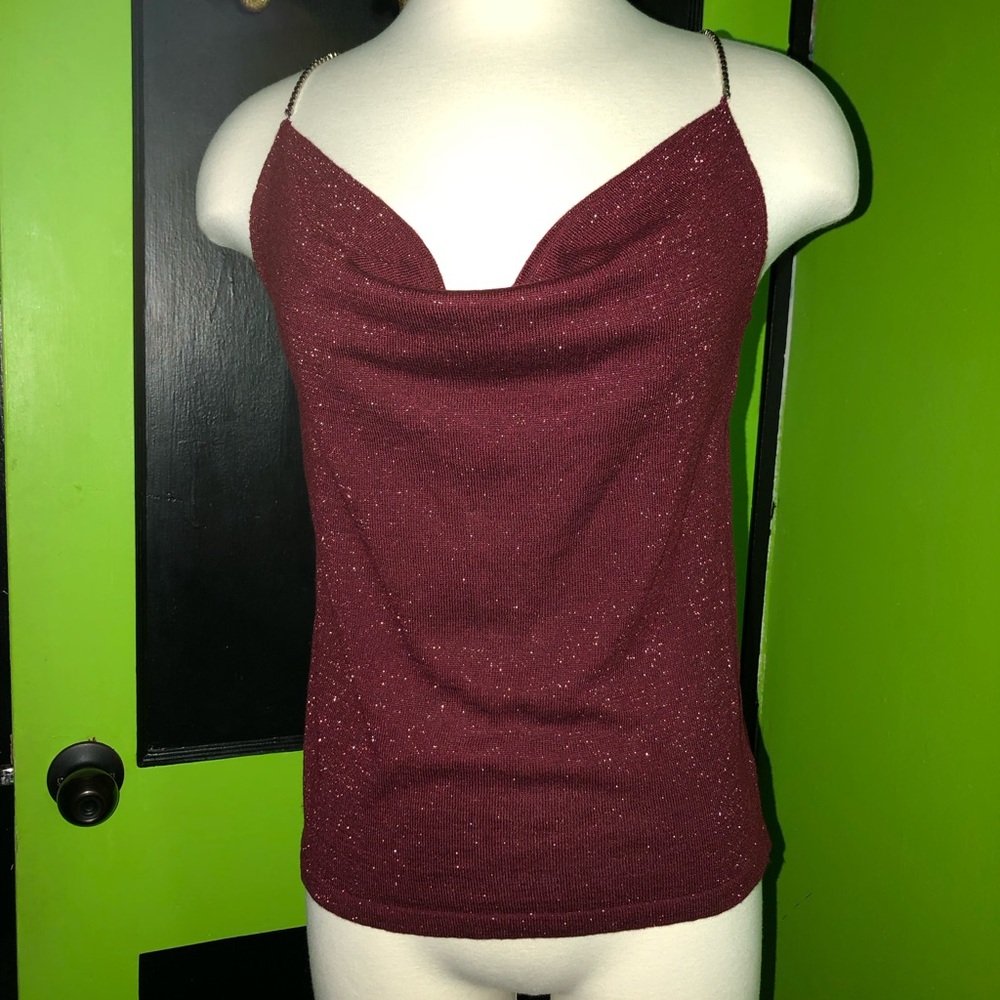 Sam Edelman Burgundy Sparkle Cowl Neck Camisole